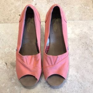 TOMS cork heel wedges
